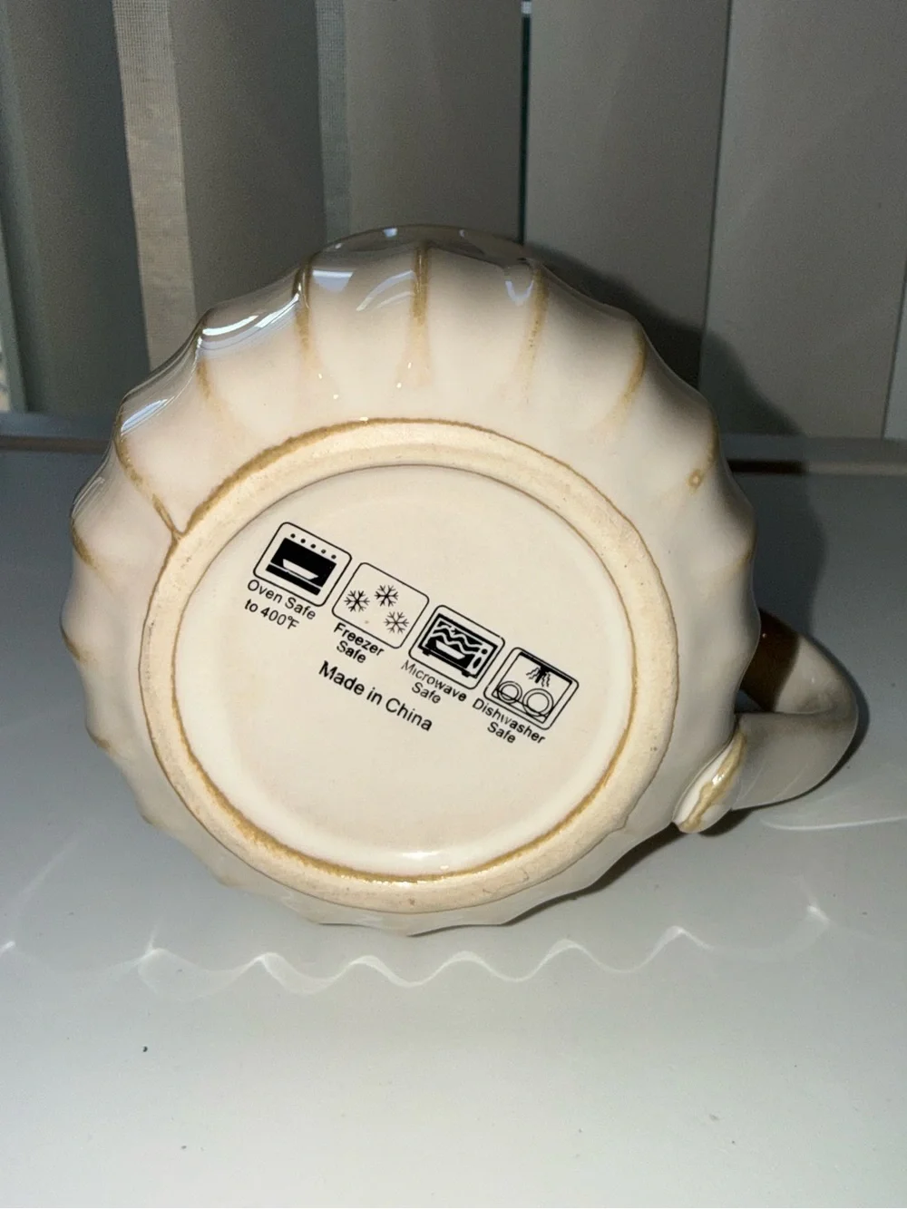 Target Cream Ribbed Ceramic Mug with Subtle Brown Accents